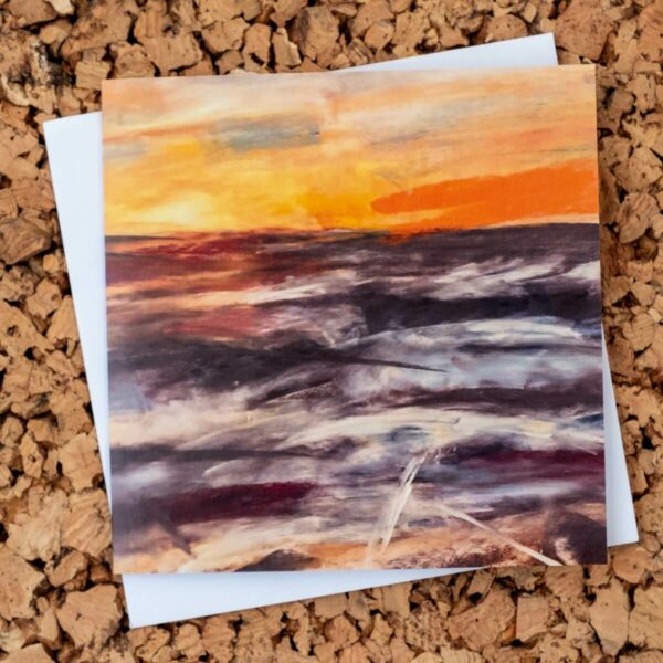 Art card of sunset beach painting